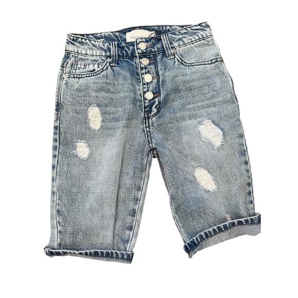 Habitual Kids Girls' Light Stone Distressed Anita Bermuda Denim Shorts Size 7-8 - Picture 2 of 7
